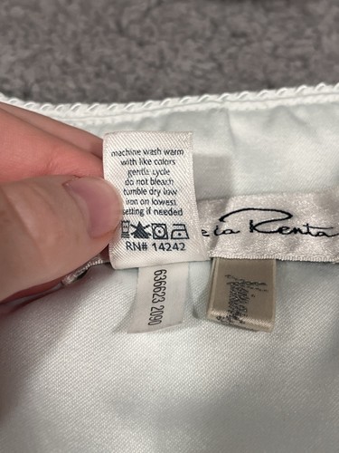 Oscar de la Renta Nightgown Light Blue Satin Long Sleeve Embroidered Large - Picture 4 of 11