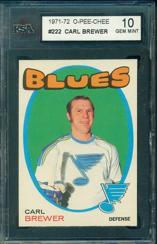 1971 72 OPC #222 CARL BREWER KSA 10 GEM MINT!! BLUES