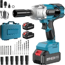 Seesii Electric Impact Wrench Driver Cordless 1/2" 650Ft-lbs Brushless 2xBattery