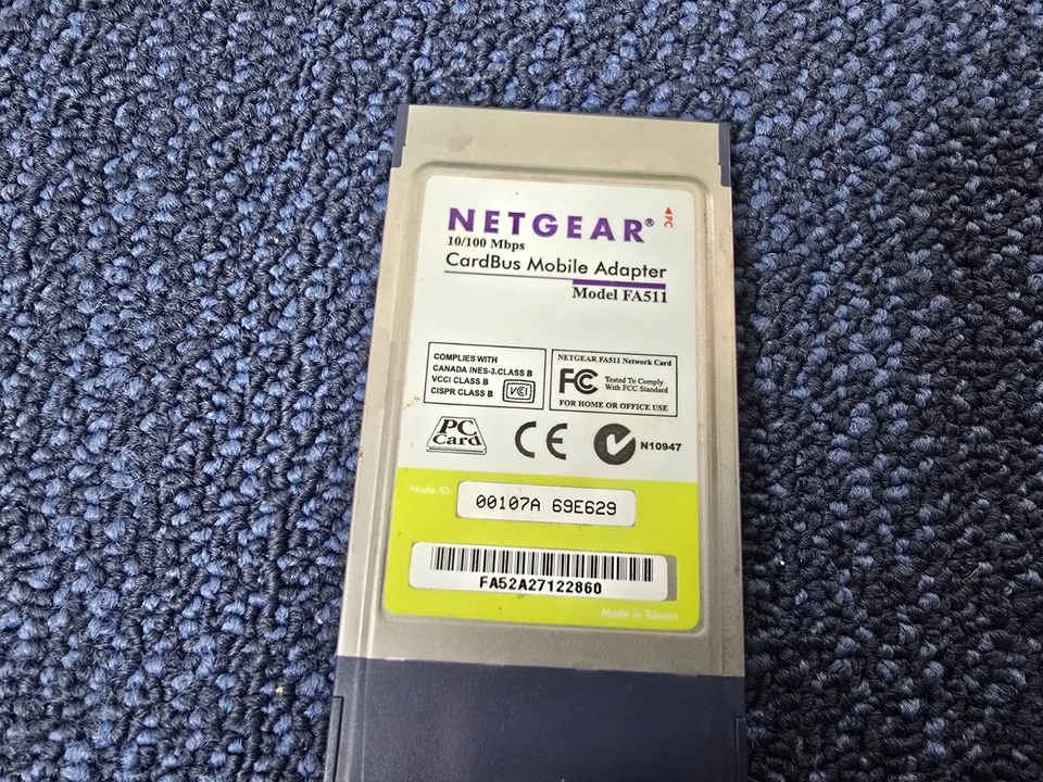 Netgear CardBus Notebook Adapter 10/100Mbps Fast Ethernet FA511 32-Bit - Image 3 of 3