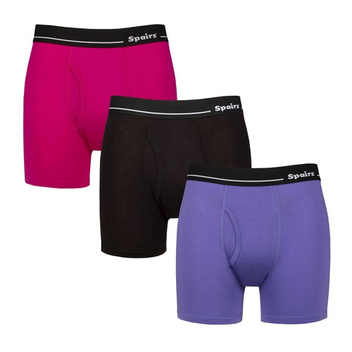 Mens Boxer Shorts Keyhole Bamboo Plain Striped Bright 3 Pack S,M,L,XL,XXL Spairs - Picture 11 of 14
