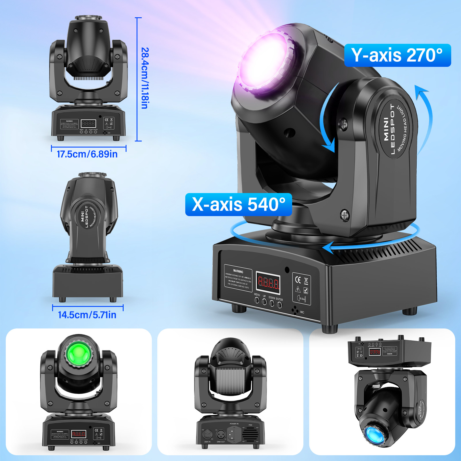 120W LED 8GOBO Moving Head Light RGBW Beam Stage DMX Spot Lighting DJ Disco Xmas