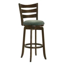 Pemberly Row Wood Pub Height Swivel Bar Stool Dark Cherry and Hunter Green