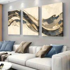 3pcs Luxury Wave Mural Portrait Orientation Wall Art Canvas Unframed/Framed