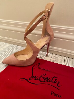 CHRISTIAN LOUBOUTIN Marlenarock Suede Blush Pink Pumps - Size 37.5