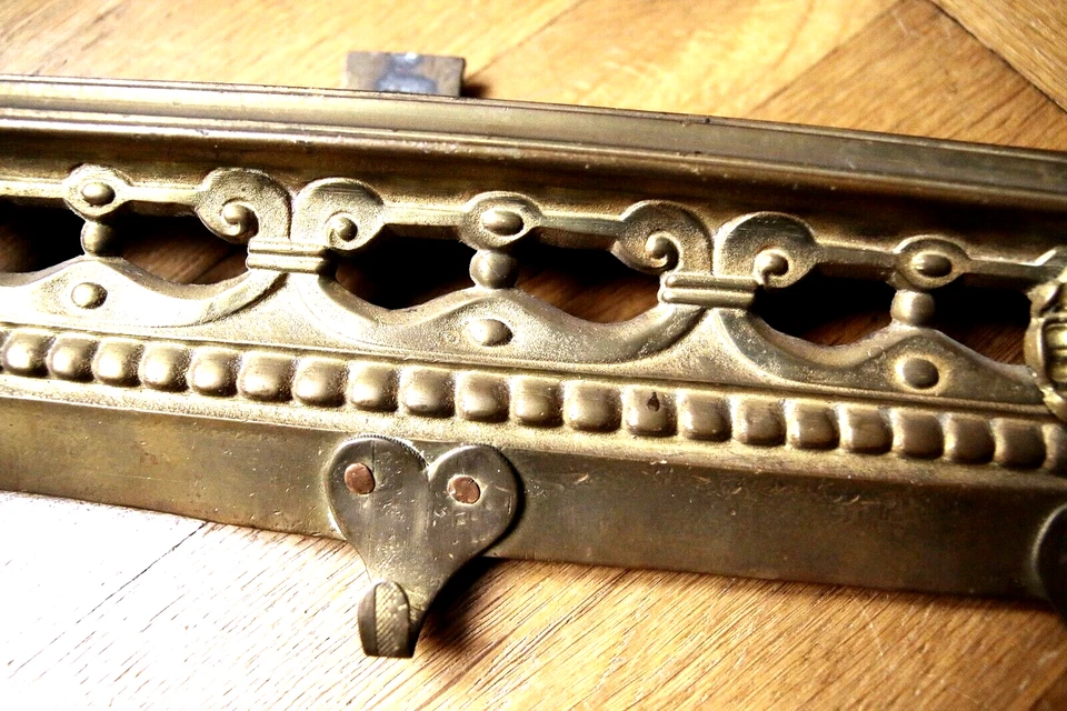Ancienne Patère Murale Bronze serti cuivre porte manteau XIX ème L: 65 cm Rare ! - Photo 3/4