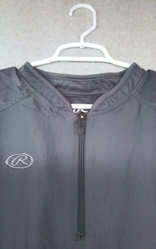 New Gray Rawlings Pullover Warmup Short Sleeve Baseball Jacket Size Medium - Picture 5 of 11