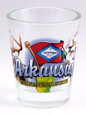 ARKANSAS NATURAL STATE ELEMENTS SHOT GLASS SHOTGLASS