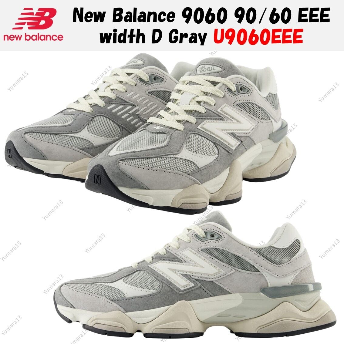 New Balance 9060 90/60 EEE width D Gray U9060EEE Men's Size New Balance 9060 90/60 EEE width D Gray U9060EEE Men's Size