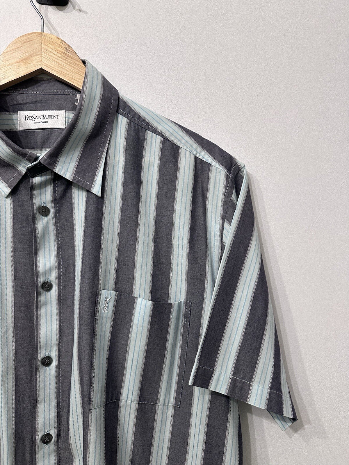 Camicia vintage YSL Yves Saint Laurent righe verticali manica corta taglia XL