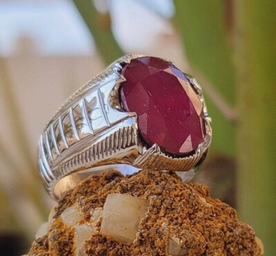 Natürlicher Rosa Rubin Ring Echt Rubin Yakoot Ring Sterlingsilber 925 Rubinring