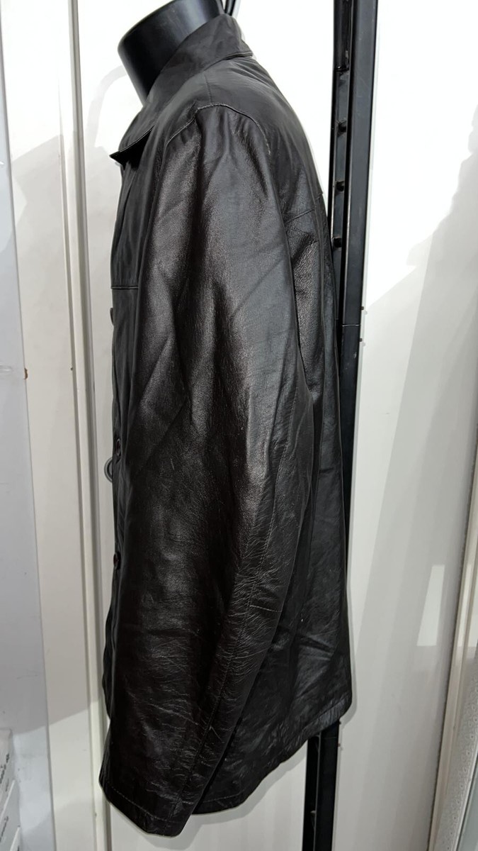 Vintage LeatherJacket パーカー SheepSkin 黒 L Men's Elon Musk Black Vintage Genuine Sheepskin Casual