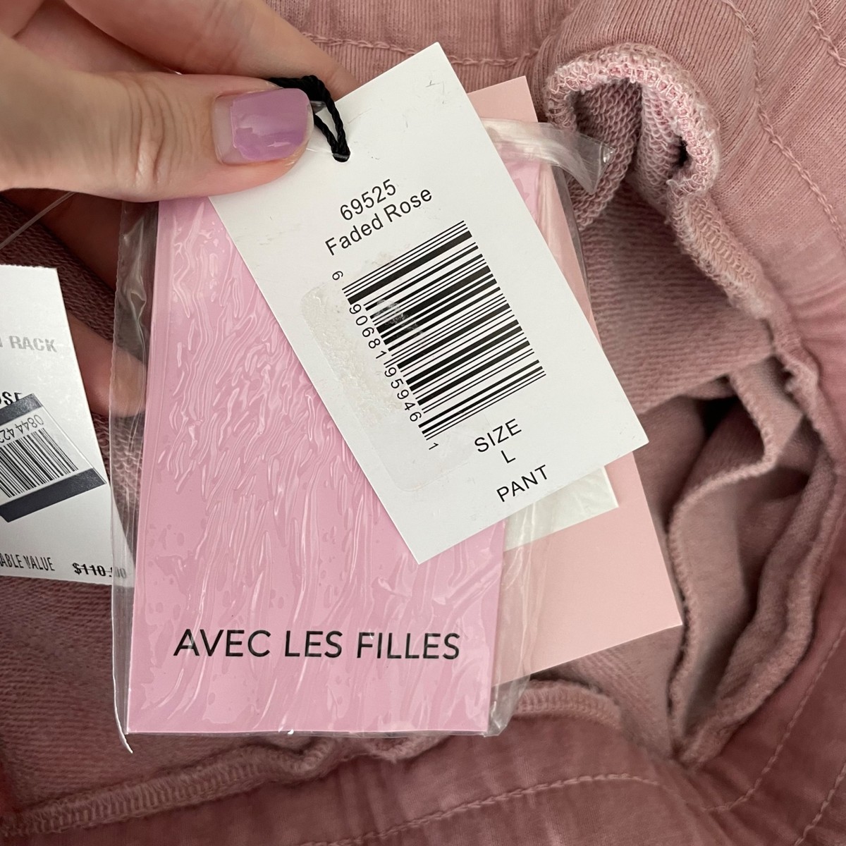 Avec Les Filles Faded Rose Pink Drawstring French Terry Sweatpants