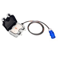 16Amp Plug to 13Amp RCD Weatherproof 2Gang Socket - 0.5M - 10 Metre Rubber Cable