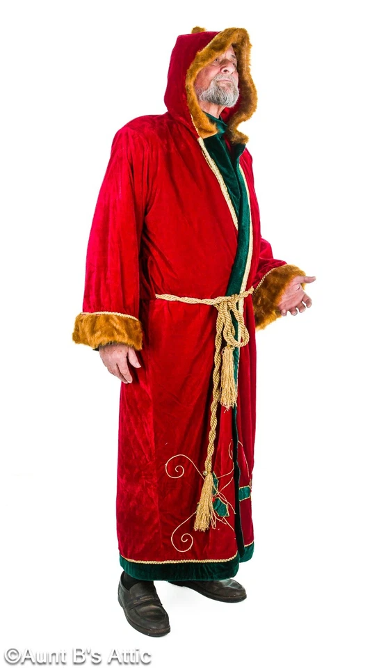 Santa Costume Dxl Victorian Style Old World Father Christmas 3Pc Rd/Gr XL - Image 3 of 4