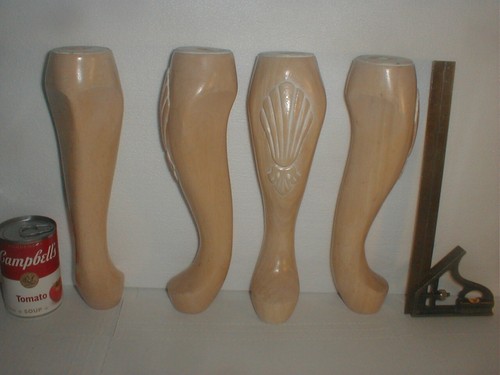 VTG Blonde Wood 12" Inch Queen Anne Table Desk Chest Drawers Footed Legs 4pc LOT - Picture 16 of 16