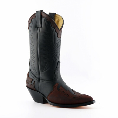Grinders ARIZONA HI Boots Black Unisex Leather Cuban Heel Casual Cowboy Western
