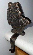 Vintage SANTA Cast Iron Christmas Stocking Hanger Holder Heavy