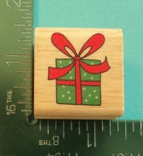 PRESENT WITH BOW Rubber Stamp Birthday Christmas