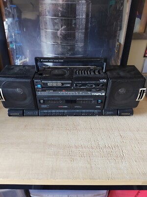 Vintage Yorx Triple Cassette Portable Stereo System Used