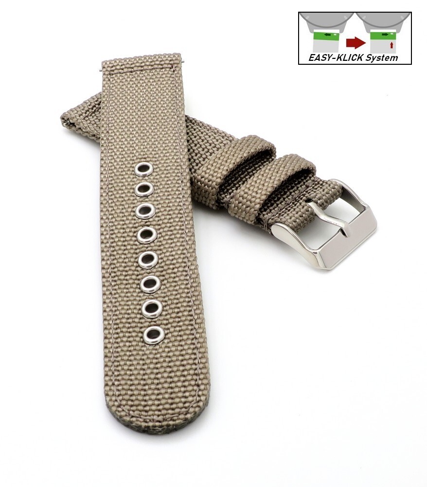Uhrenarmband 21mm Textil Easy-Klick Canvas-Nylon Textil