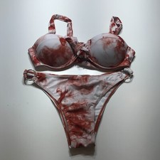 NEW Bikini Set 2-Piece Swimwear Brown Marled Halter Neck Top Womens Size Medium