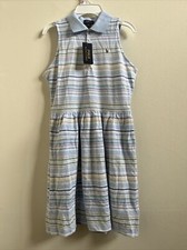 Polo Ralph Lauren Big Girls Striped Knit Oxford Polo Dress XL Blue Multi
