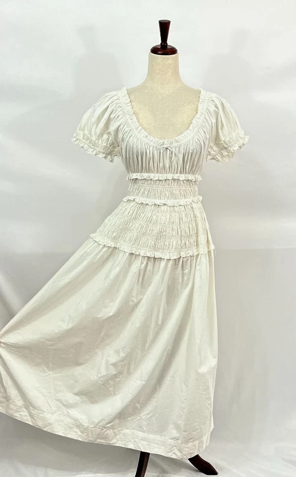 DOEN Medium Leanne Dress Salt White Puff Sleeve Midi Cotton NWT - Image 4 of 4