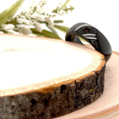 Polished Stepped Edges Ring For Christmas Gifts 8mm Black Tungsten Engraved Band