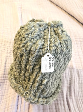 Large Grey Hand Knit Wool Hat