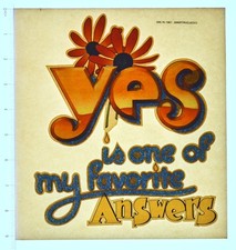 Original VINTAGE 1970s Heat Transfer | Yes Is One of My Favorite Answers