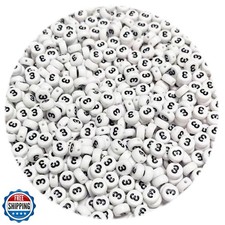 500PCS 4x7mm Arabic Numerals Beads 3 for Friendship Bracelets Jewelry Making