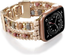Natural Stone Beaded Strap Compatible with Apple Watch 41mm 40mm 44mm