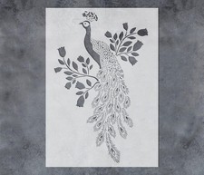 Peacock Majestic Feather Tribal Wall Art Reusable Stencil - StencilAir