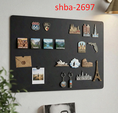 Magnetic Wall Board 23.6''x15.7'' Black Metal Panel for Magnets & Art Decor Set