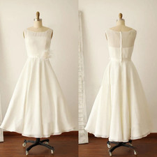 Sleeveless Wedding Dresses Chiffon A Line Beach White Ivory Short Bridal Gowns