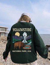 Vintage Yellowstone National Park Sweatshirt Nature Outdoors Hiking Gift