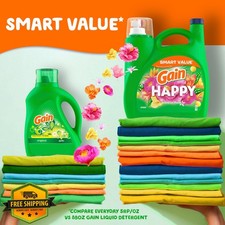 Gain Liquid Laundry Detergent HE, 154 fl oz, Happy Scent, 107 Loads 0.18 per gallon
