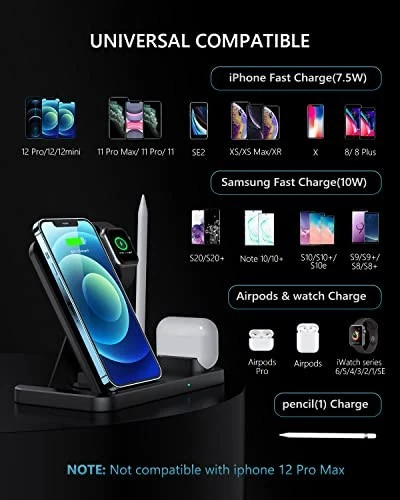 Qi-EU Wireless Charger 4 in 1 Fast Wireless Charging Apple Watch Airpods Pro - Image 2 of 4