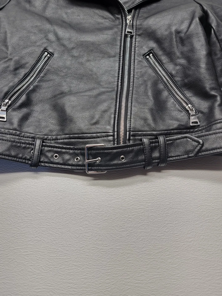 Chaqueta negra vintage EXP Limited Express de cuero para motociclista talla S Foto 2 de 4