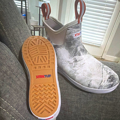 Xtratuf Men s Gray Marble Ankle Rain Boots Waterproof Pull-On Rubber Sole size11
