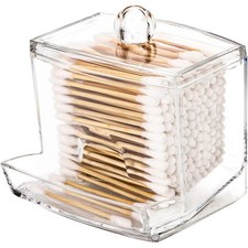 Qtip Holder Dispenser Transparent Storage Box Compartment Container Cotton Swabs