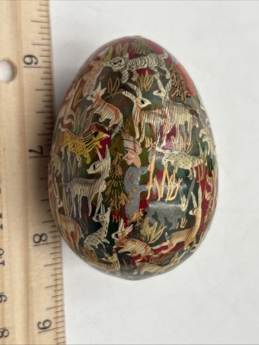 Pysanky Egg Wood Incredible Detail Hand Painted Rare Animals 2.5” Easter - Picture 6 of 11