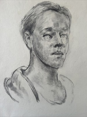Morgan Russell (American 1886-1953) Charcoal 1920s Self-Portrait Study Drawing