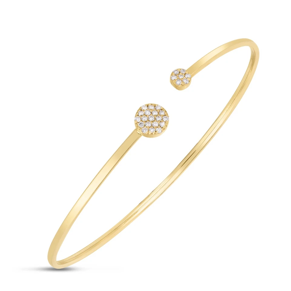 Brazalete Brazalete Brazalete Oro Amarillo 14k 6.5" Diamante Racimo (0.26ct) 2MM 3.2 gramos