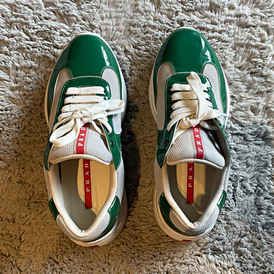 PRADA Herren Sneaker Low Top Sportschuh Schnürung Grün/Weiß/Rot EU 41 Freizeit