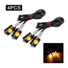 4X Universal Motorcycle Amber Blinker Lamp Mini LED Turn Signals Indicator Light