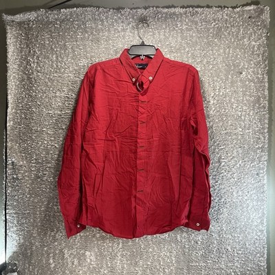 FredPerry Button Up Roll Tab Sleeve Red Xl Coastal Preppy LOGO