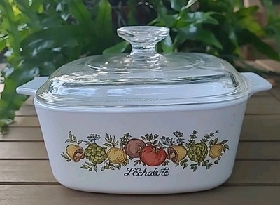 VTG Corning Ware Spice of Life L Echalote A-1 1/2-B 1.5 Liter 55 Stamp Lid Rare