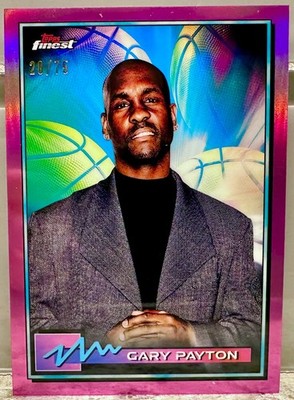 JERSEY NUMBER MATCH! 2021-22 Topps Finest Gary Payton Pink 20/75! SUPERSONICS!